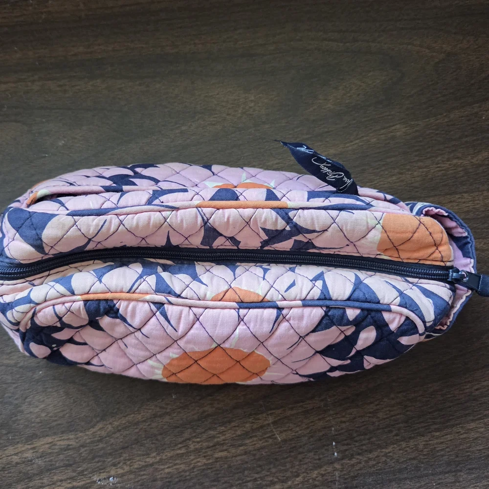 Vera Bradley Quilted Cosmetic Case in Pink, Orange & Navy Floral